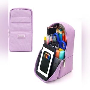 YOCEWECA Standing Pencil Case Polyester Purple Large CapacityPencil Bag, Large